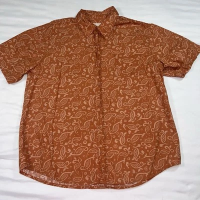 Camisa Life is Good Para Hombre Talla L Naranja Estampado Batik Manga Corta Botón Golf Logo Foto 1 de 4