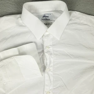Brioni Shirt Mens Size 15.5 White French Cuff Dress Button Up Long Sleeve * - Picture 1 of 10