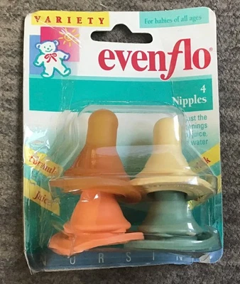 Pack Variedad Pezón Evenflo Vintage Bebé Biberón Pezones 1995 Foto 1 de 3