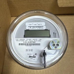 ITRON WATTHOUR METER KWH, CP1SDR3, FM9S, 4W, 10 LUG, Y/D, 320A 120-480V SMART - Picture 1 of 3