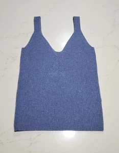 J.Crew Women's Cashmere Cropped Ribbed Tank Top Blue Stretchy Small - Picture 1 of 7
