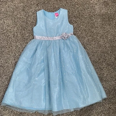 Disney Girls Cinderella Princess Dress 7/8 Blue Sparkle - Image 1 of 4