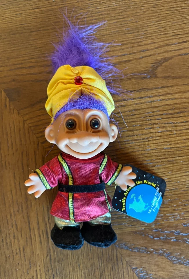 Vintage Russ Berrie 1990s My Lucky Trolls Around The World India W/tag #18481