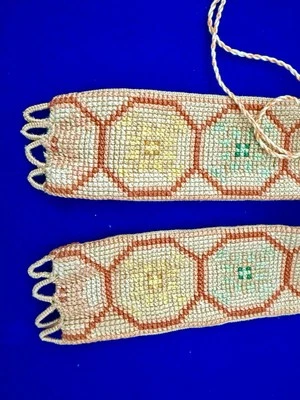 Vintage 50s geometric Petit Point Embroidery Belt  28" length,   26 -27" waist - Image 1 of 4