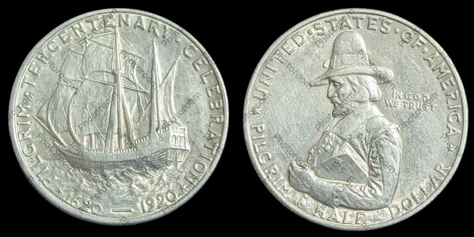 1920 Pilgrim Commemorative Half Dollar Gem MS+... ANTIQUE Tone!! - Image 1 of 3