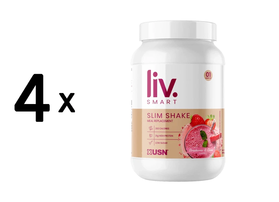 4 x USN Liv.Smart Slim Shake (550g) Strawberry (31,80 EUR/kg) - Bild 1 von 1