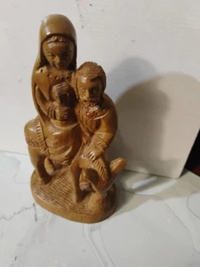 "Escultura de colección de madera de olivo tallada burro de la Sagrada Familia María José Niño Jesús 7,5""" - Imagen 1 de 4