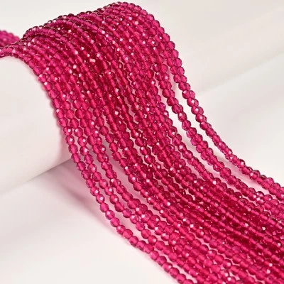 Cuentas redondas facetadas de vidrio cristal rojo rubí tamaño 2 mm 3 mm 15,5" hilo Foto 1 de 3