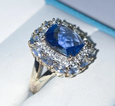 Ross Simons Gold Over Sterling Lab Created Tanzanite Cocktail Ring Size 7 - Image 1 of 4