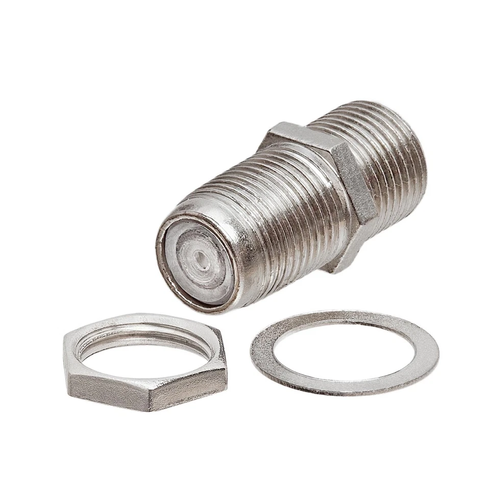 10Pcs F-Type Female Coupler Coaxial Cable Jack Adapter Connector w/ Washer Nut - Image 1 of 3