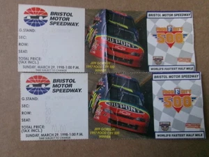Zwei 1998 Bristol Motor Speedway Food City 500 Ticket Stubs kostenloser Versand - Bild 1 von 2