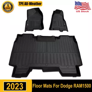Custom Floor Mat for 2023 Dodge Ram 1500 Crew Cab All Weather TPE Car Liner 3PCS - Picture 1 of 13