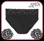 XXL BLACK w Wide Stretch Lace Waist Cotton Victorias Secret HighLeg Brief Pantie