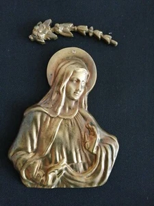 Vintage goldene Jungfrau Maria Madonna Metall Display Deko religiöse Figur - Bild 1 von 9