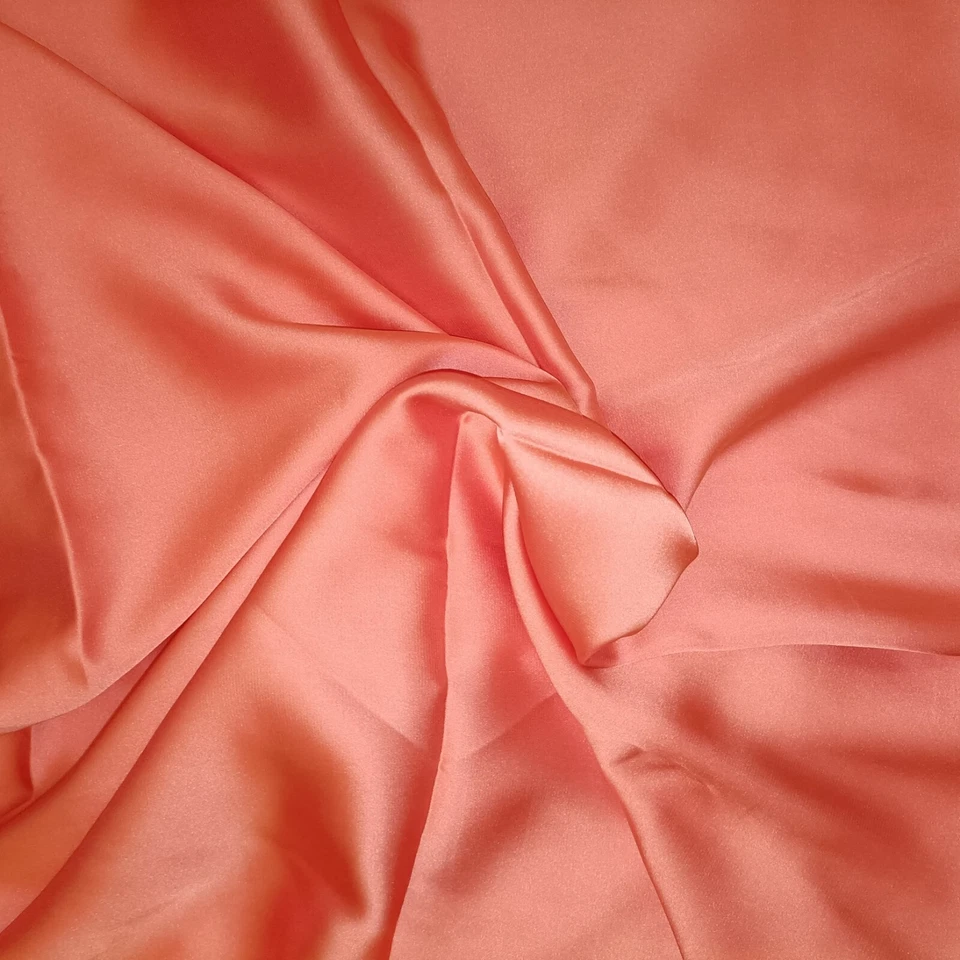 1m Peach Coral Fine Silky Soft Sateen Satin Dress Fabric 58" Draping Lining - Image 1 of 4