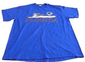 Vtg.  Florida Boat Marlin Fishing Blue T-Shirt Made in USA - Picture 1 of 4