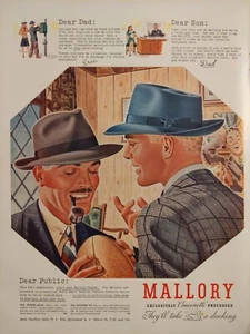 1940 Vintage Mallory Hut Print Ad. Vorkrieg ll Mode - Bild 1 von 1