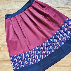 NWT Soncy 0 (12) Plus Size A-line Skirt Pleated with Pocketa Geometric Pattern - Picture 1 of 6