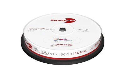 1x10 PRIMEON BD-R DL Discs Printable 50GB 2-8x Cakebox (2761312) NEU 008-377 - Bild 1 von 3