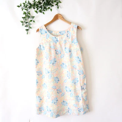 Vestido para mujer Sahalie naranja y azul pastel sin mangas de nailon talla grande Foto 1 de 4