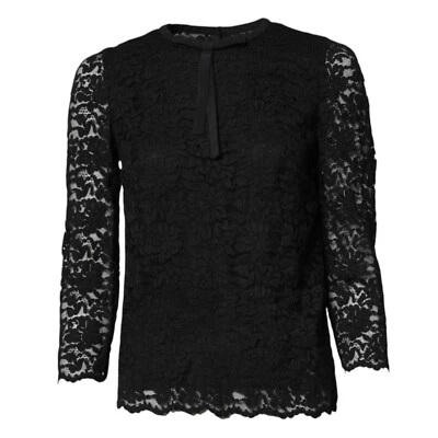 DOLCE & GABBANA Top Black Lace STAFF Crew Neck Long Sleeves IT40/US6/S 500usd - Image 1 of 4