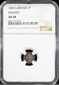 1855 Great Britain Maundy 1 pence AU58 NGC (L0864) - Picture 1 of 4