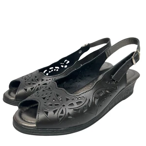 Spring Step Orella Women's Sling Back Wedge Sandal Black Size EU 40 US 9 - Picture 1 of 8