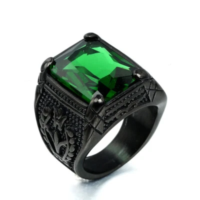 Anillo de sello para hombre de acero inoxidable vintage cuadrado multicolor piedra cóctel fiesta Foto 1 de 4