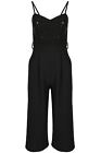 Womens Ladies Front Button Wide Playsuit Strappy Palazzo Flared Legs Jumpsuit