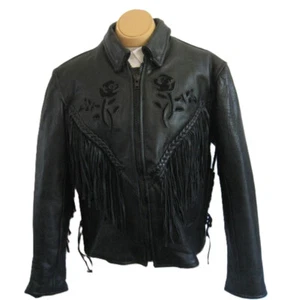 BLACK ROSE HEAVY DUTY JACKET BLACK LEATHER LADIES SIZE S NICE - Picture 1 of 9