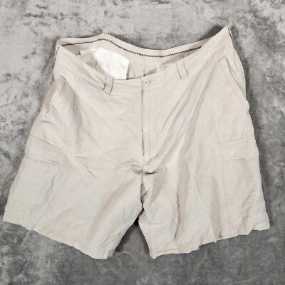 Pantalones Cortos Carga Cubavera Para Hombre 40X9 Caqui Beige Mezcla Lino Natural Bolsillos Foto 1 de 4