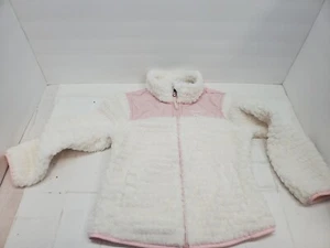 Reebok Active Girls Size 6x Full Zip Pink & Ivory White Sharpa Outerwear Jacket - Picture 1 of 4