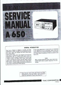 TEAC Service Manual für A- 650 Copy - Picture 1 of 1