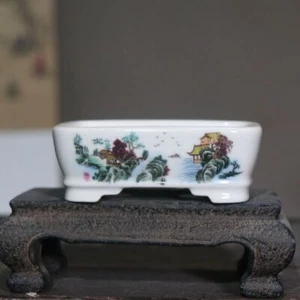 Purple Sand Pot Bonsai Basin Small Basin Rectangular Ceramic Basin Flowerpot - Picture 1 of 8