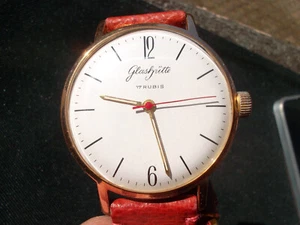GLASHÜTTE GUB Herrenuhr Stahl VERGOLDET Ø 36mm, Handaufzug 17 RUBIS Kaliber 70.1 - Bild 1 von 16