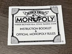 Monopoly Instruction Manual Booklet Only Nintendo Nes Authentic