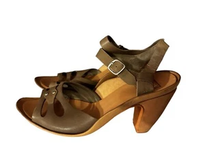 Camper Sandals Women's Sz 38/7 M Brown Leather Ankle Strap Block Heel Shoes EUC! - Picture 1 of 14