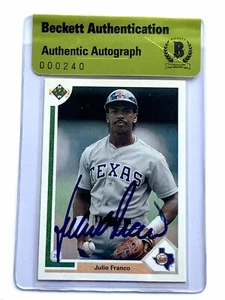 Julio Franco signed 1991 upper deck card rangers baseball beckett coa - Picture 1 of 12