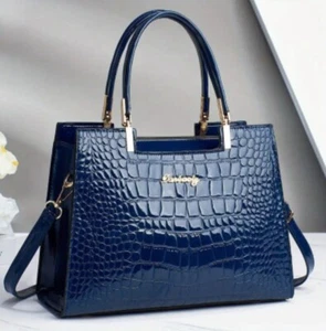 Elegant Faux Leather Alligator Pattern Women's Handbag - Picture 1 of 12