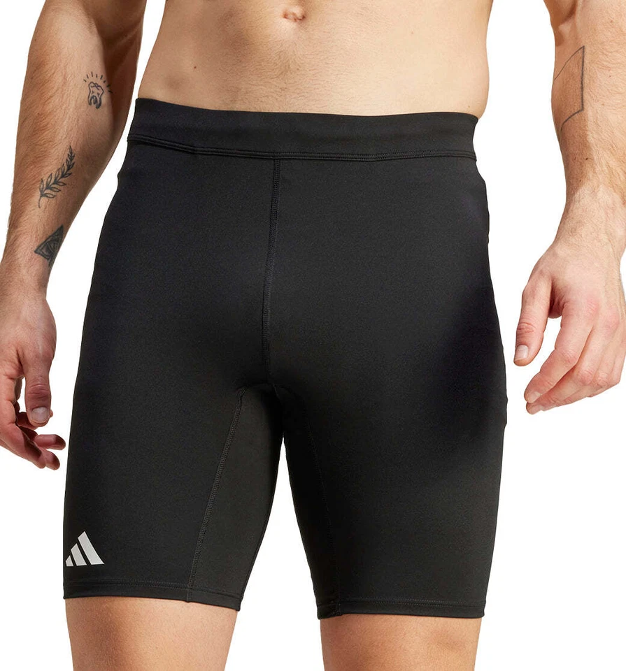 adidas Adizero Essentials Mens Short Tights Black Running Fitted Sports Shorts - Image 1 of 4