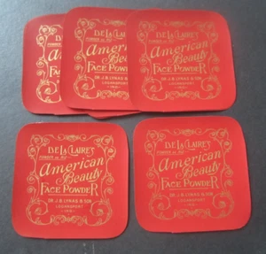 Lote de 10 ETIQUETAS EN POLVO FACIAL BELLEZA AMERICANA VINTAGE AÑOS 20 - De La Claire's - Imagen 1 de 1