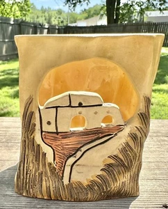 Native American Pottery Village Luminaria Cut Out Votive Holder  Signed "Justin" - Picture 1 of 9
