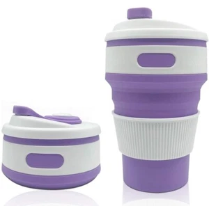 Collapsible Cup, Reuseable Travel Mug w/ Lid, Food-Grade & BPA Free - Picture 1 of 7