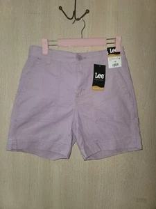 Women's LEE High-Rise Relaxed Fit Dungagree Heritage Plum Shorts Size 6M - Picture 1 of 15