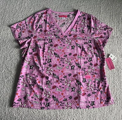 Koi Betsey Johnson Scrub Top Women’s 2X Betsey Day Pink Nursing Medical - Image 1 of 4