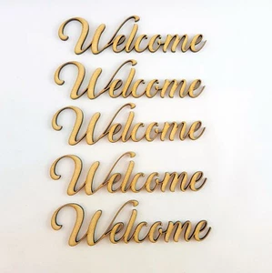 Welcome Word Cutout 5 pack MDF Laser Cut Wooden Craft Blank Family Tree letter - Picture 1 of 3