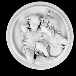 2 CHILDREN AT PLAY MARBLE WALL PLAQUE / RELIEF BY EA WYON MADE IN THE UK 7.5" - Picture 1 of 7
