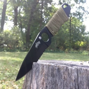 7" FULL TANG SURVIVAL BOOT KNIFE w/ NECK SHEATH Hunting Camping Skinning Combat - Picture 1 of 3