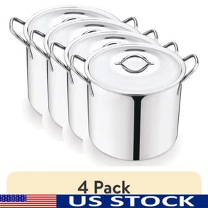 Pentola Stock Acciaio Inox 8Qt con Coperchio in Metallo Manici Stay-Cool Design Durevole Nuova - Foto 1 di 11