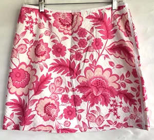 Southern Tide Tropical Pink and White Floral Lined Skirt in Size 8 Cotton - Picture 1 of 3